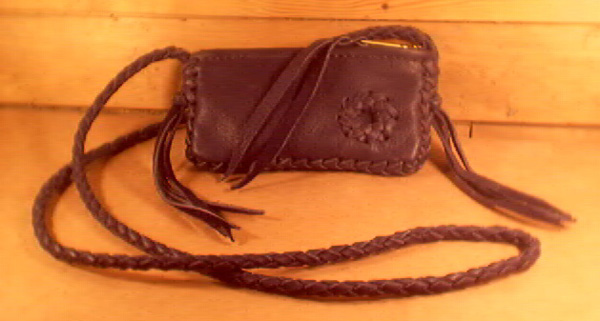 Small Zipper Bag with Braided Leather Strap